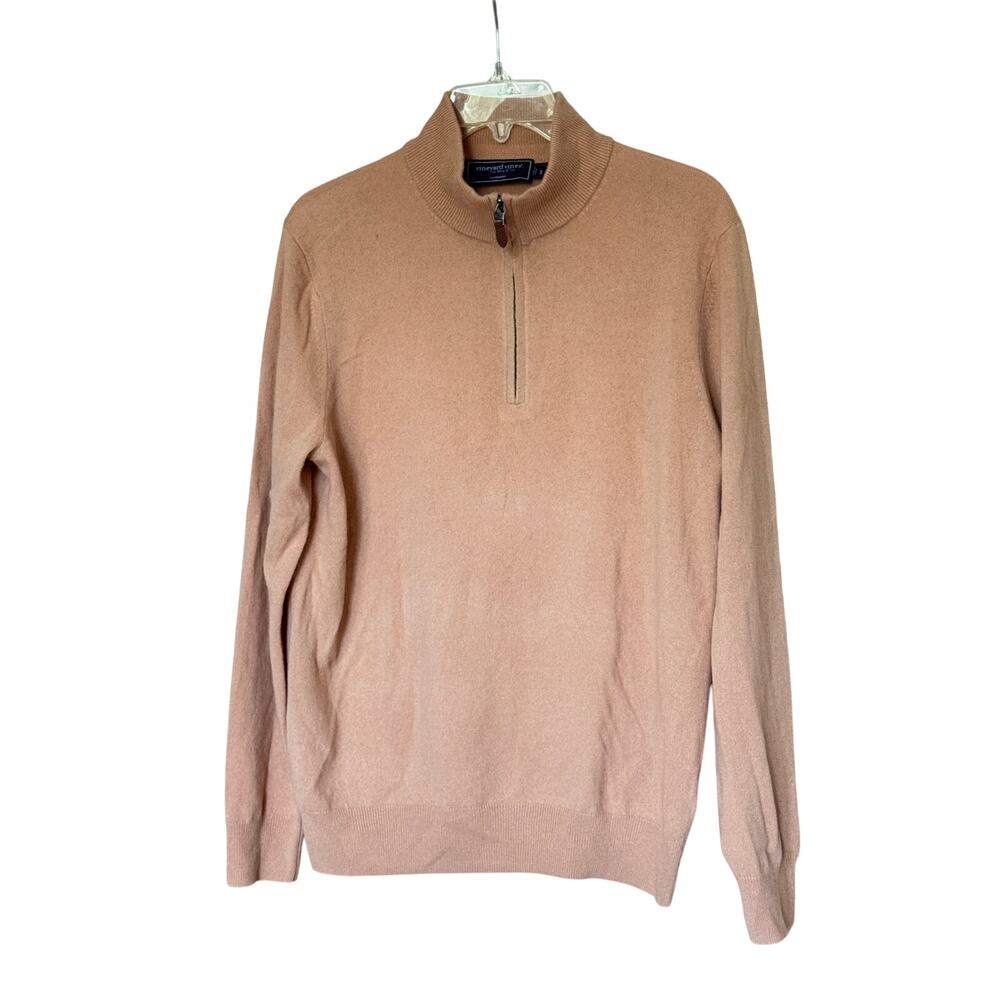 Vineyard Vines Cashmere Zip Sweater Tan Size Small